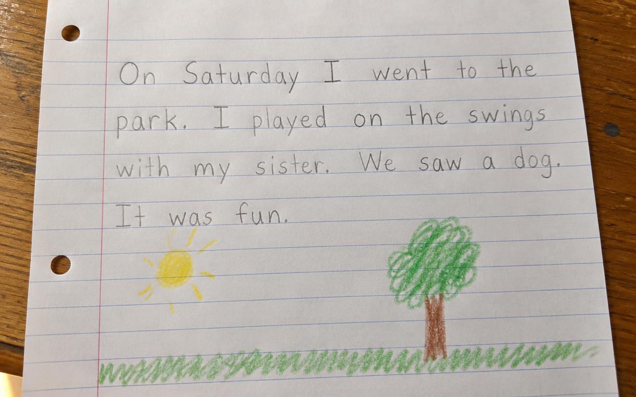 Example of a child's handwritten story