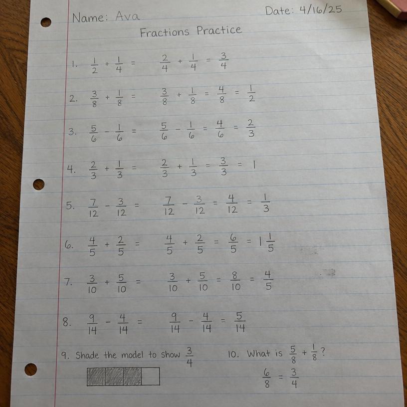Example maths work