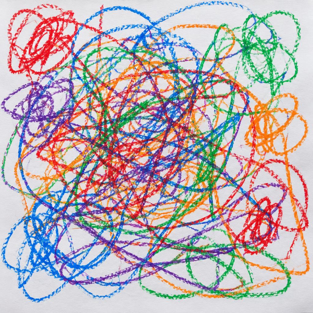 Child's colourful scribble drawing